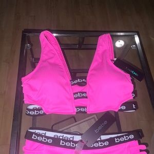 Bebe two Piece Bikini Logo Swimsuit Set. NWT
